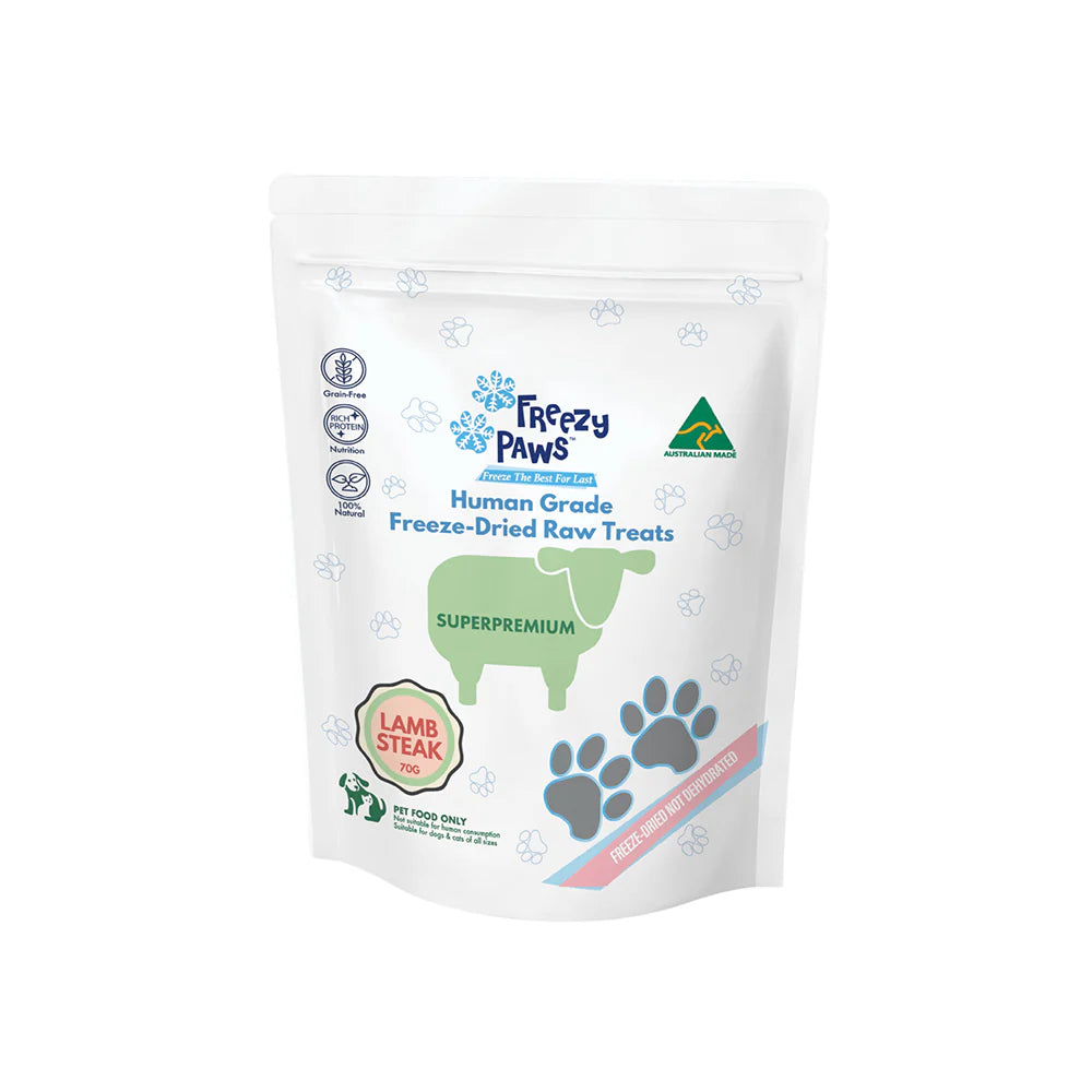 Freezy Paws Freeze Dried Dogs and Cats Treats Lamb Steak 70g