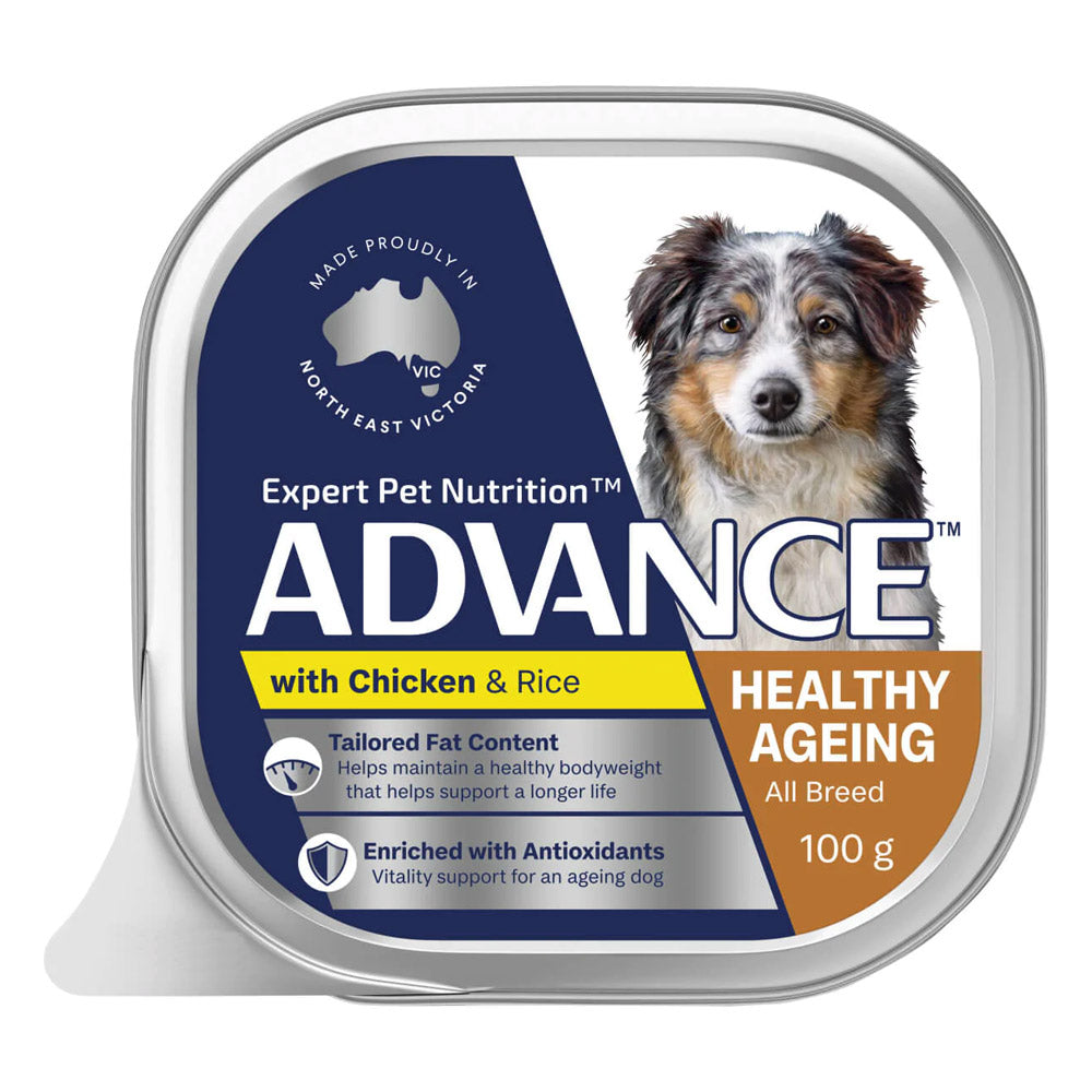 ADVANCE DOG ADULT HEALTHY AGE CHICKEN RICE 100G 12PK