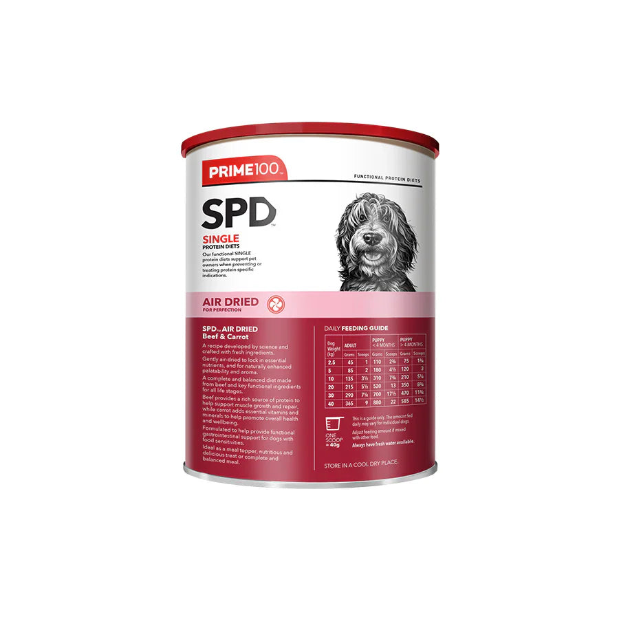Prime100 SPD Air Dried Beef & Carrot Dry Dog Food 600g
