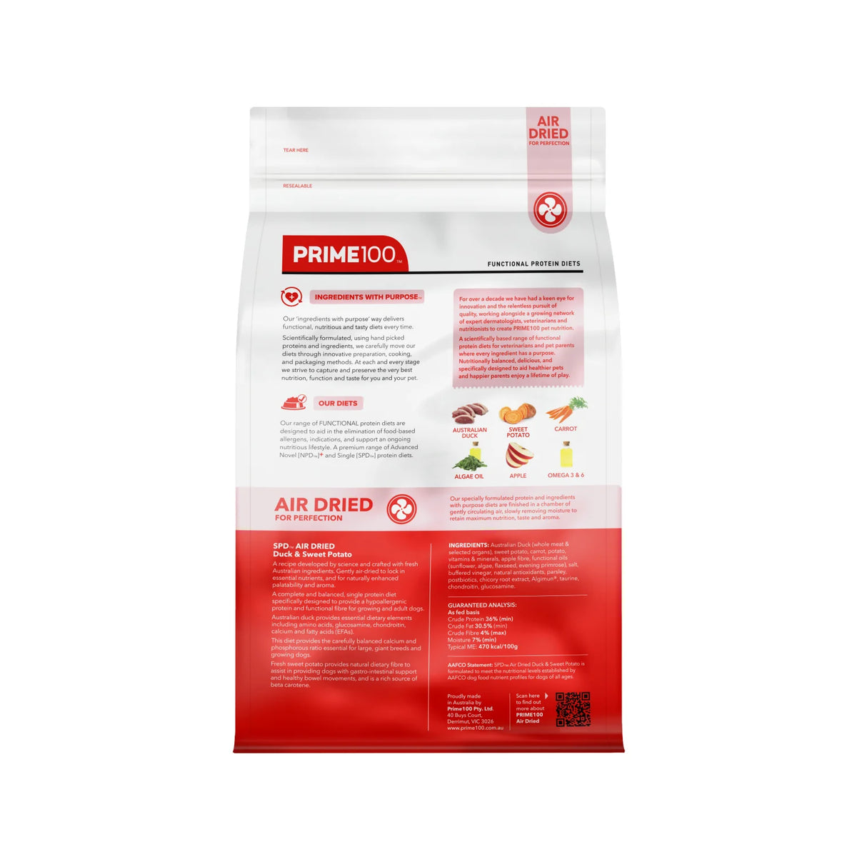 Prime100 SPD Air Dried Duck & Sweet Potato 2.2kg