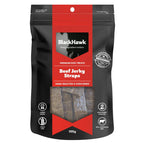 BLACK HAWK DOG TREATS BEEF JERKY STRAPS 100G