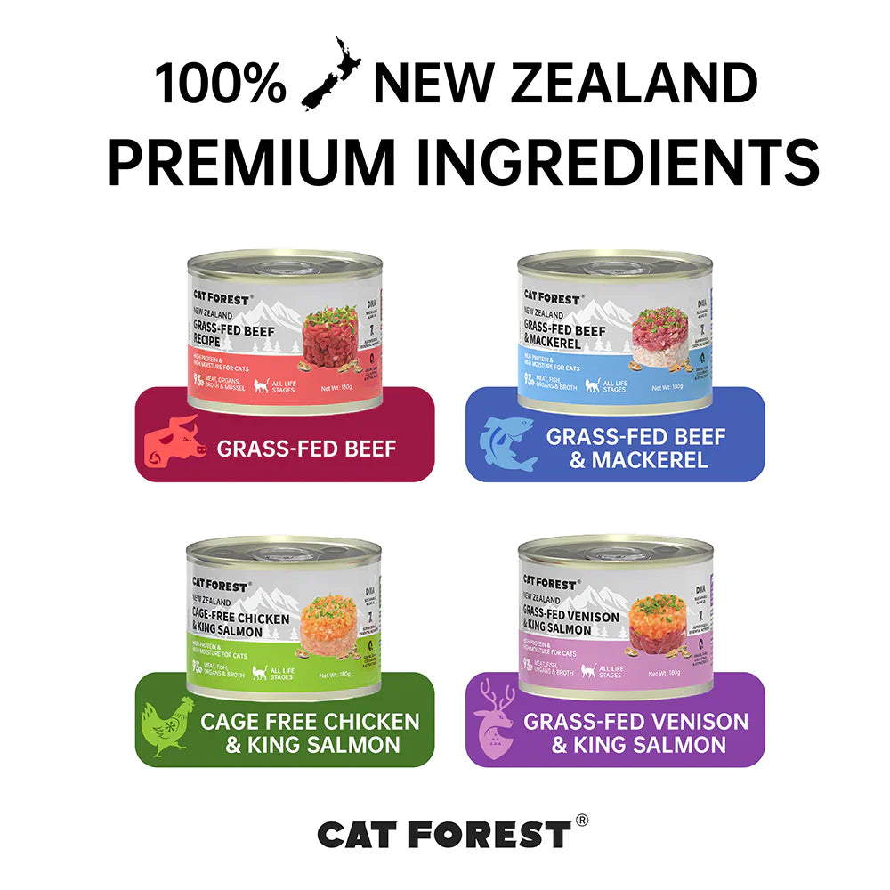 CAT FOREST Cage-Free Chicken & King Salmon Wet Cat Canned Food 180g x 12