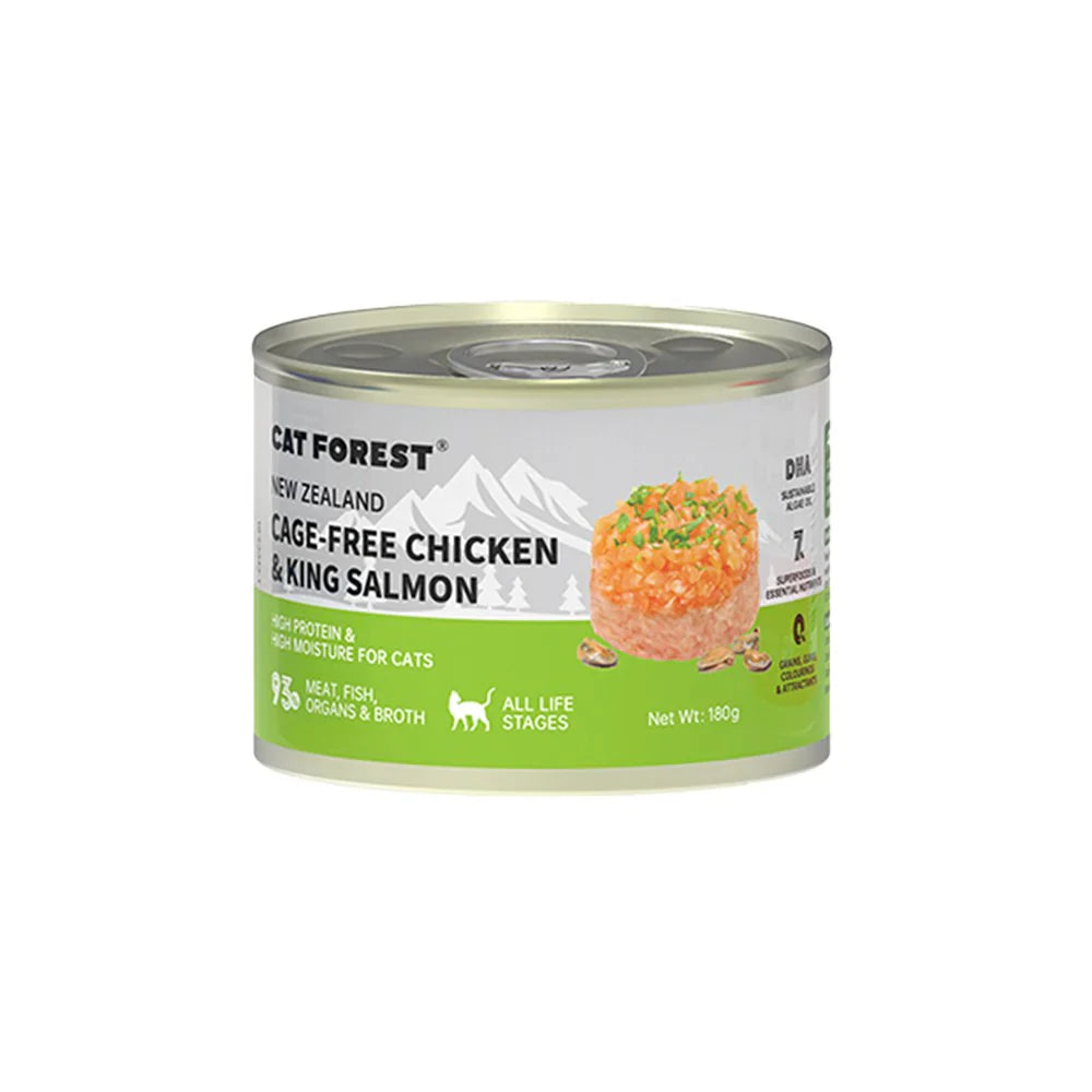 CAT FOREST Cage-Free Chicken & King Salmon Wet Cat Canned Food 180g x 12