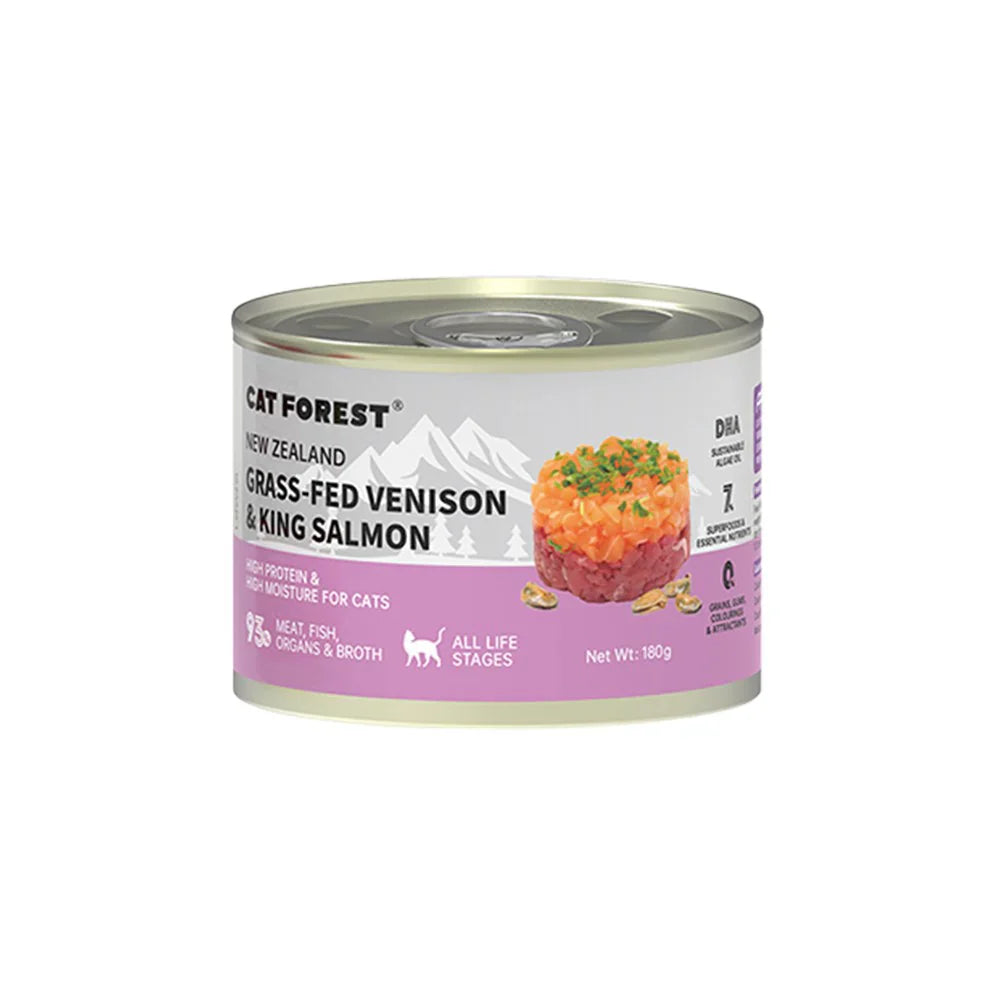CAT FOREST Grass-Fed Venison & King Salmon Wet Cat Canned Food 180g x 12