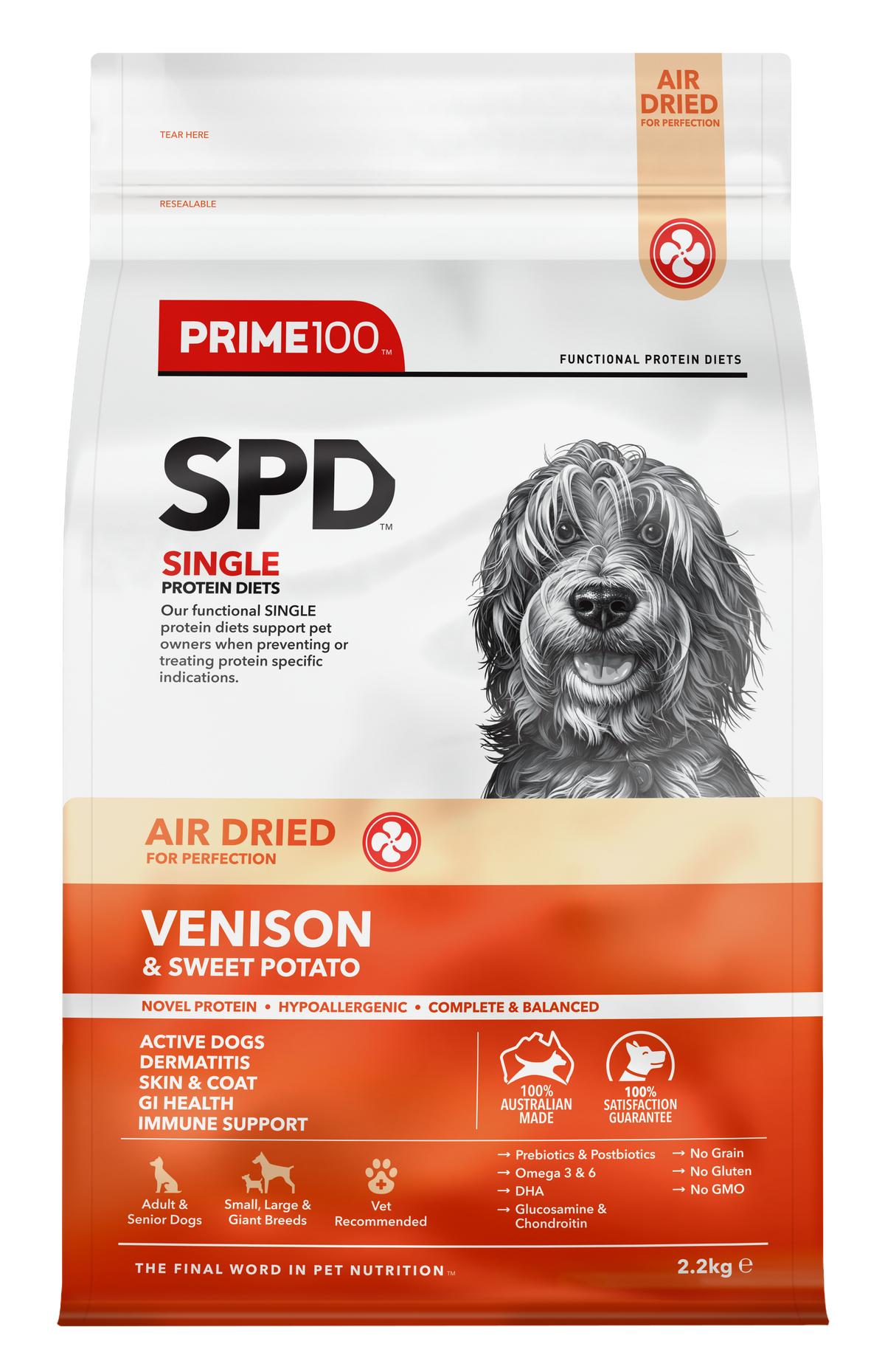 Prime100 SPD Air Dried Venison & Sweet Potato 2.2kg