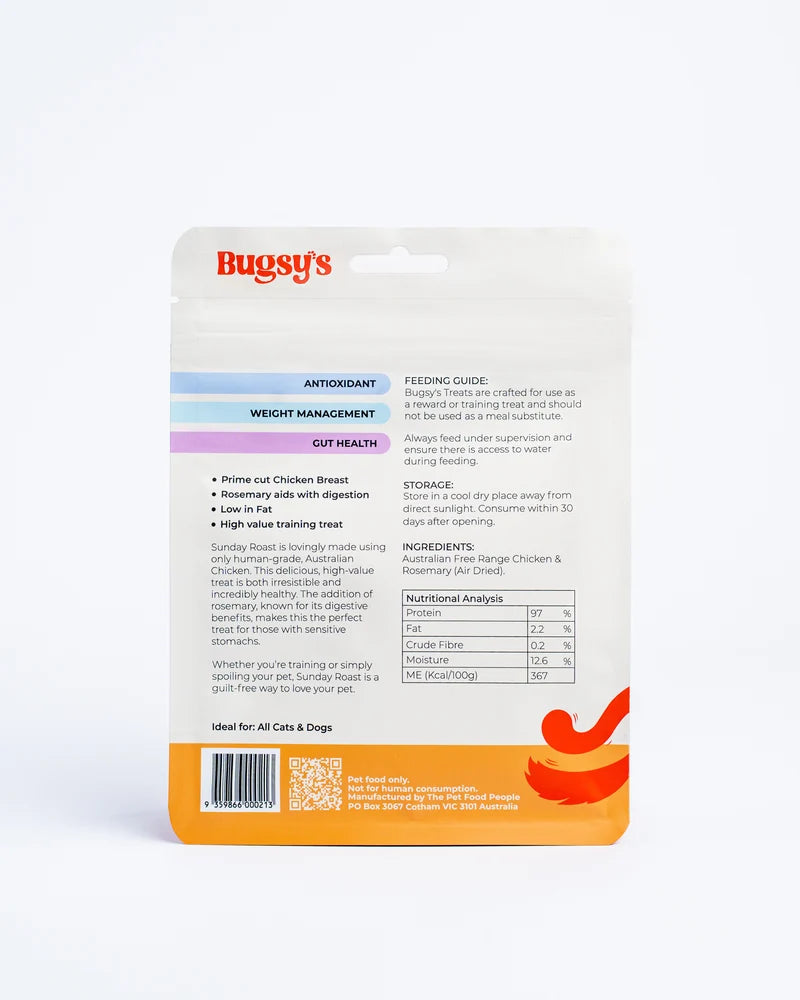 BUGSY'S Sunday Roast Air-Dried Chicken & Rosemary Dog & Cat Treats 80g