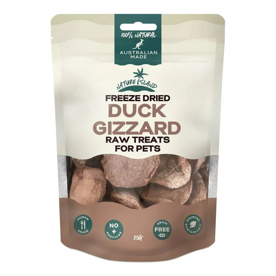 Nature Island Freeze Dried Duck Gizzard Raw treats 80g for Pets