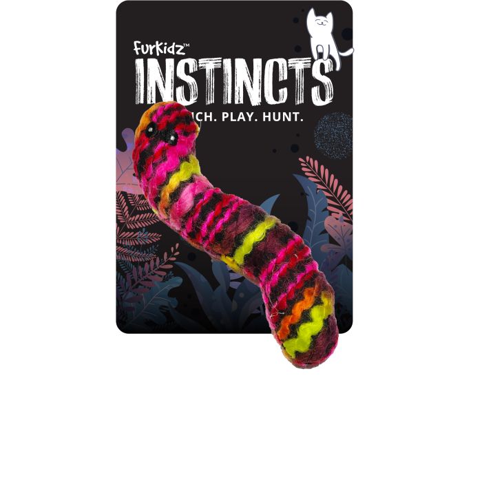 Furkidz Cat Toy Woolly Worm Pink 13cm