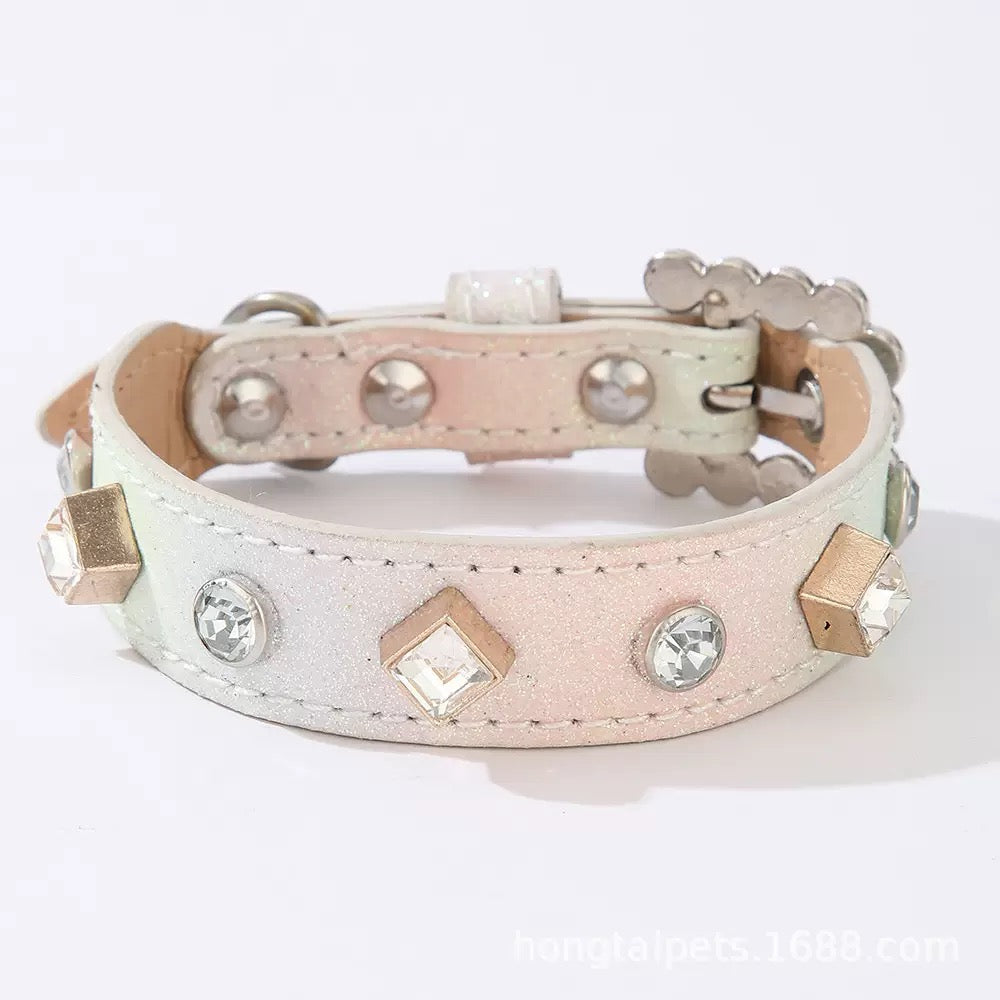 Pawpular Pet Collar - colourful Pearl and Dimadon