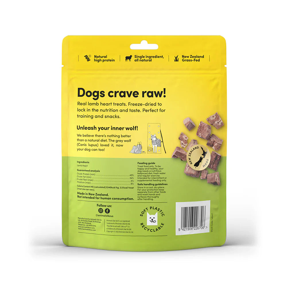 Animals Like Us Grass-Fed Lamb Heart Freeze Dried Raw Dog Treats 85g