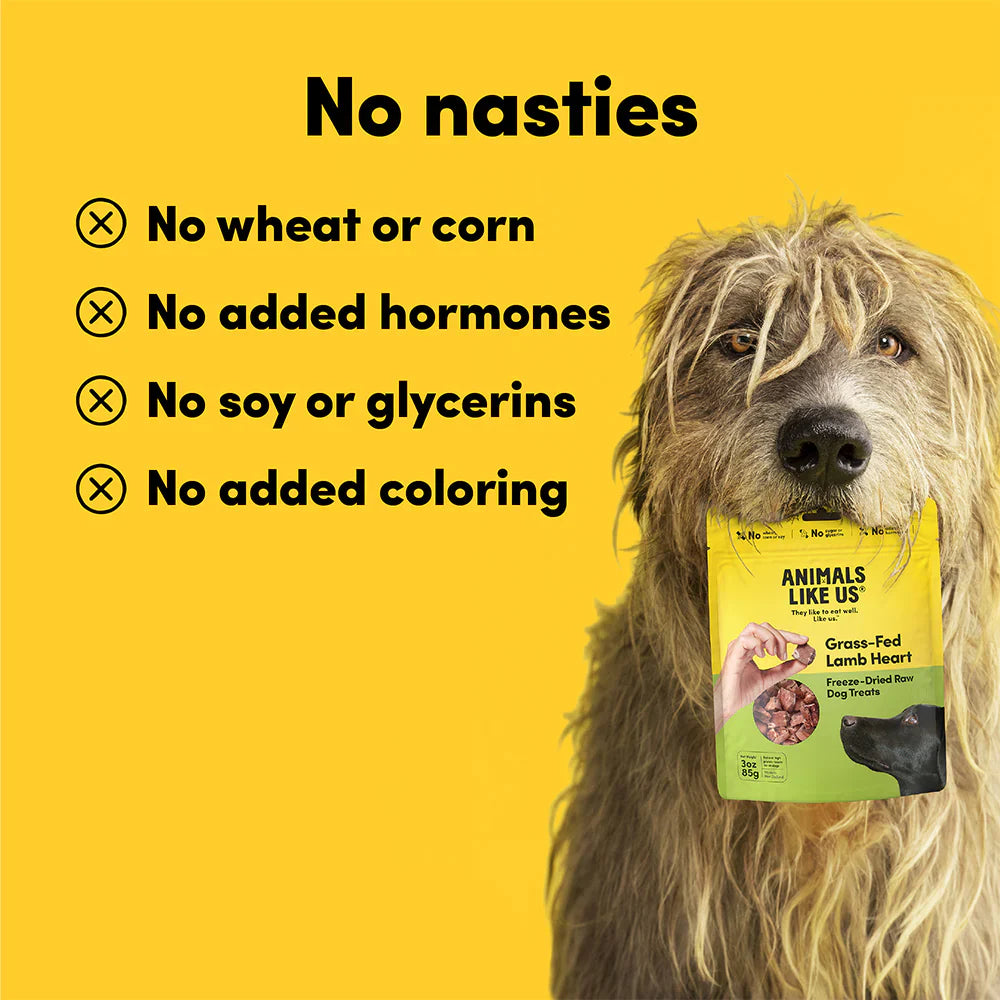 Animals Like Us Grass-Fed Lamb Heart Freeze Dried Raw Dog Treats 85g