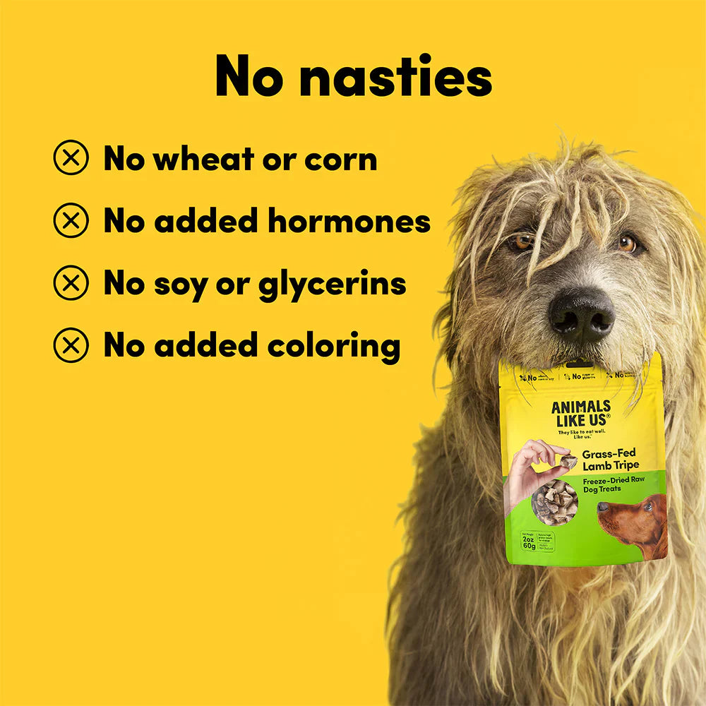 Animals Like Us Grass-Fed Lamb Tripe Freeze Dried Raw Dog Treats 60g