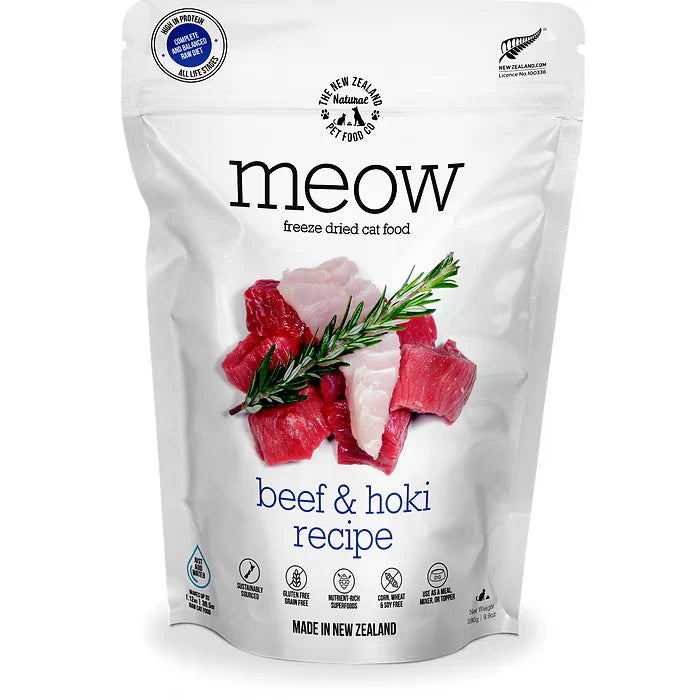 Meow Freeze Dried Cat Food Beef & Hoki 280gm