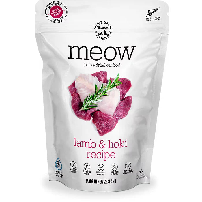Meow Freeze Dried Cat Food Lamb & Hoki 280gm