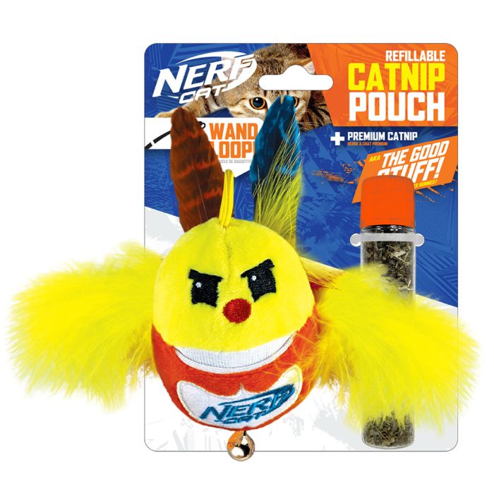 Nerf Cat Plush Bird w/Catnip Pouch/Bell 9cm