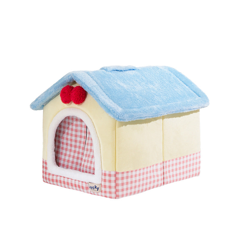 Pawpular Cozy Gingham Checkered Fabric Pet House