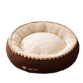 Pawpular Round Waffle Knit Plush Pet Bed (Brown)