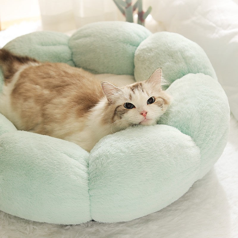 Pawpular Plush Blossom Flower Pet Bed (Mint Green)