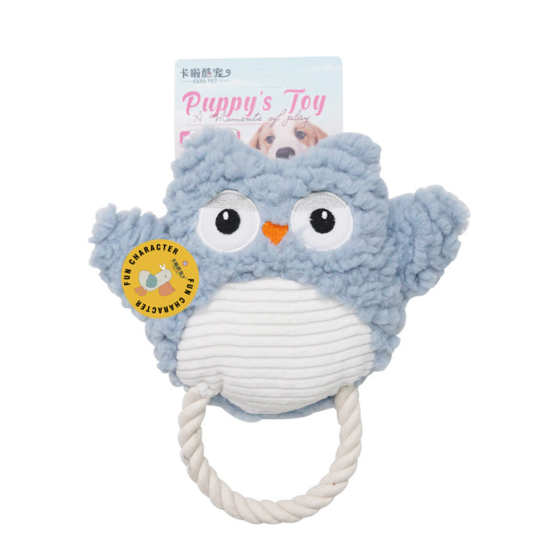 Pawpular Plush Squeaky Dog Toy Owl