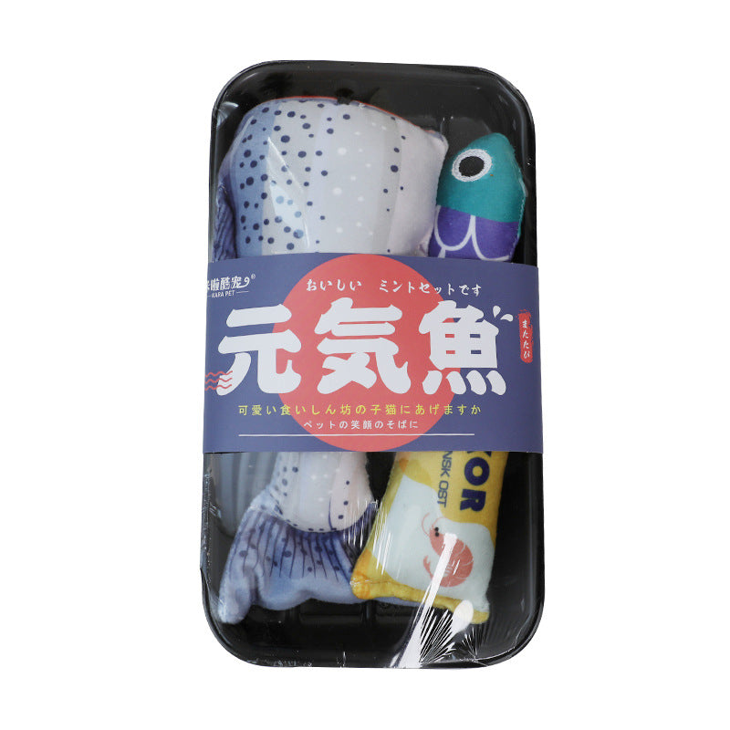 Pawpular Cat Toy Seafood Fish Set Box A