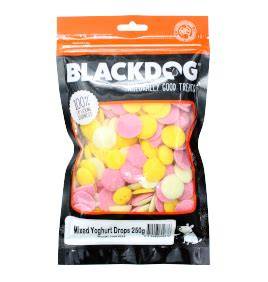 BLACK DOG MIXED YOGHURT DROPS 250G