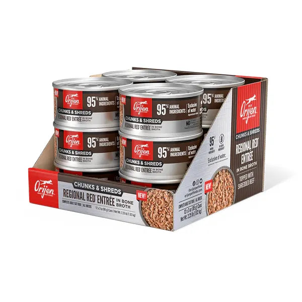 Orijen Chunks & Shreds Regional Red ENTREE in Bone Broth Cat Wet Food Can 85g