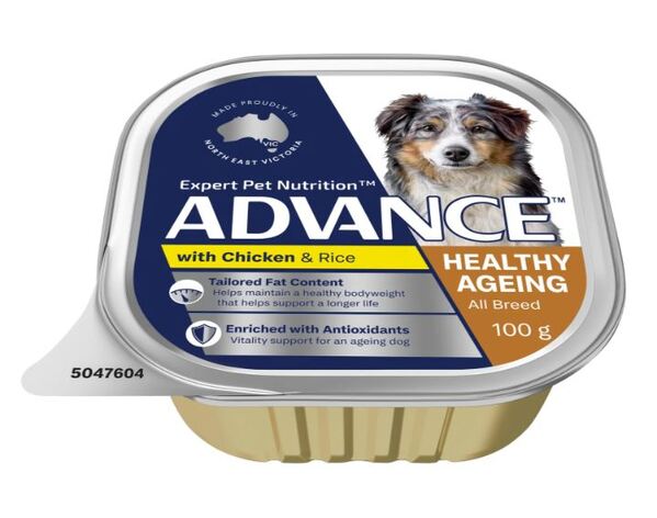 ADVANCE DOG ADULT HEALTHY AGE CHICKEN RICE 100G 12PK