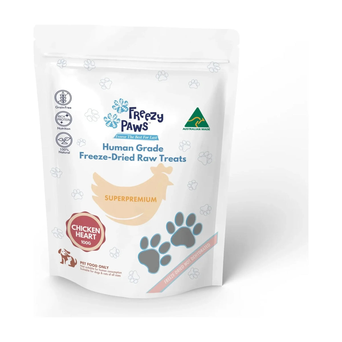 FREEZY PAWS FREEZE DRIED CHICKEN HEART TREATS 100G