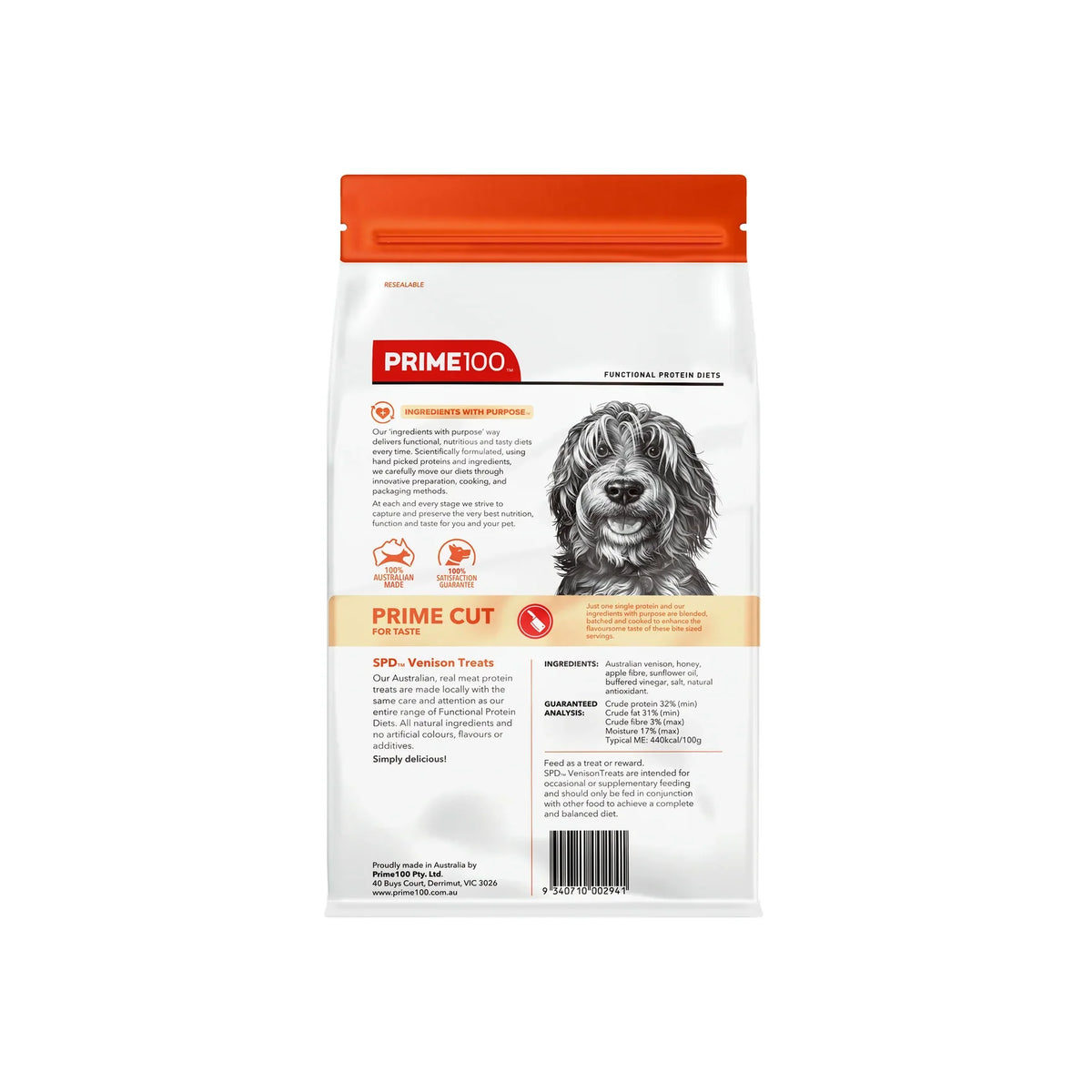 Prime100 SPD Prime Cut Venison Treats 100g