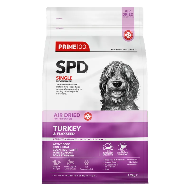Prime100 SPD Air Dried Turkey & Flaxseed Dry Dog Food