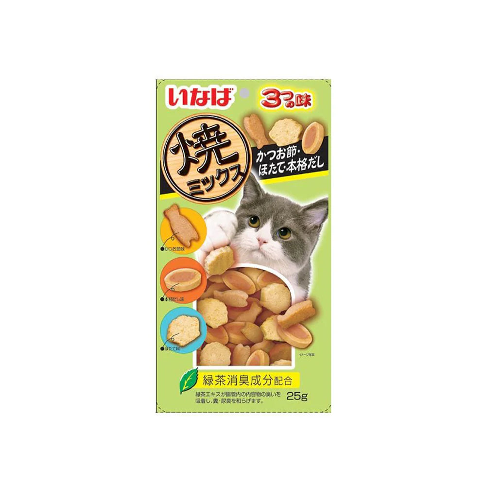 CIAO Soft Bits Mix Chicken Fillet with Tuna with Dried Bonito Scallop Flavor 25G