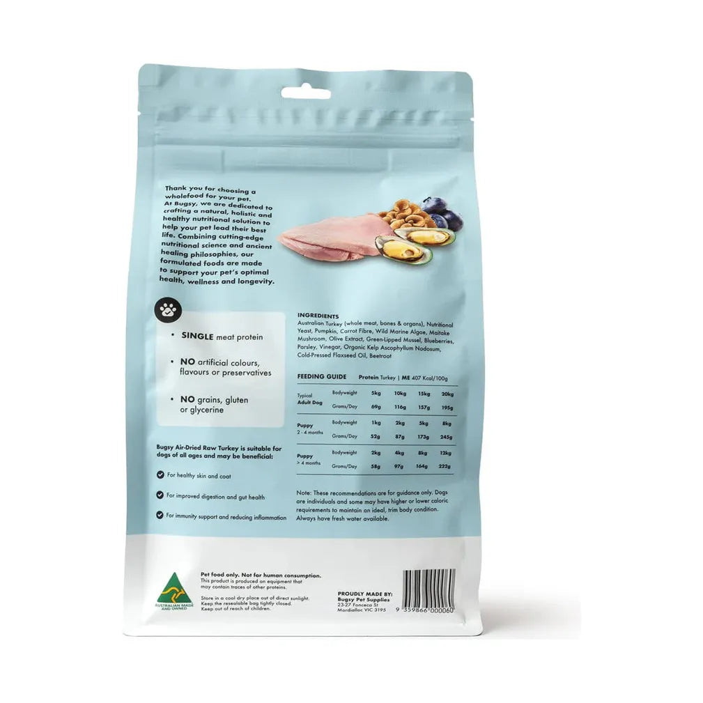 BUGSY Premium Air-Dried Raw Turkey Dog Dry Food
