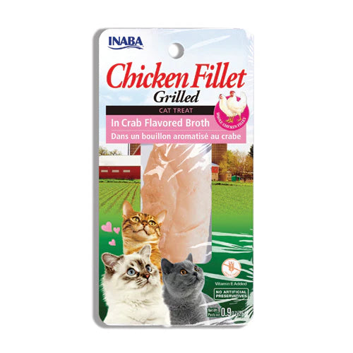 INABA CAT GRILLED CHKN FILLET IN CRAB BROTH 25G 6PK