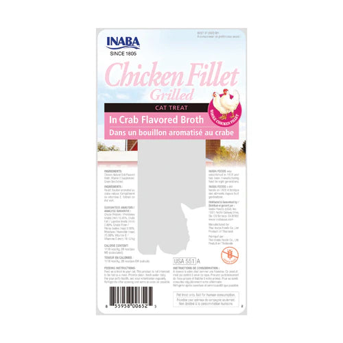 INABA CAT GRILLED CHKN FILLET IN CRAB BROTH 25G 6PK