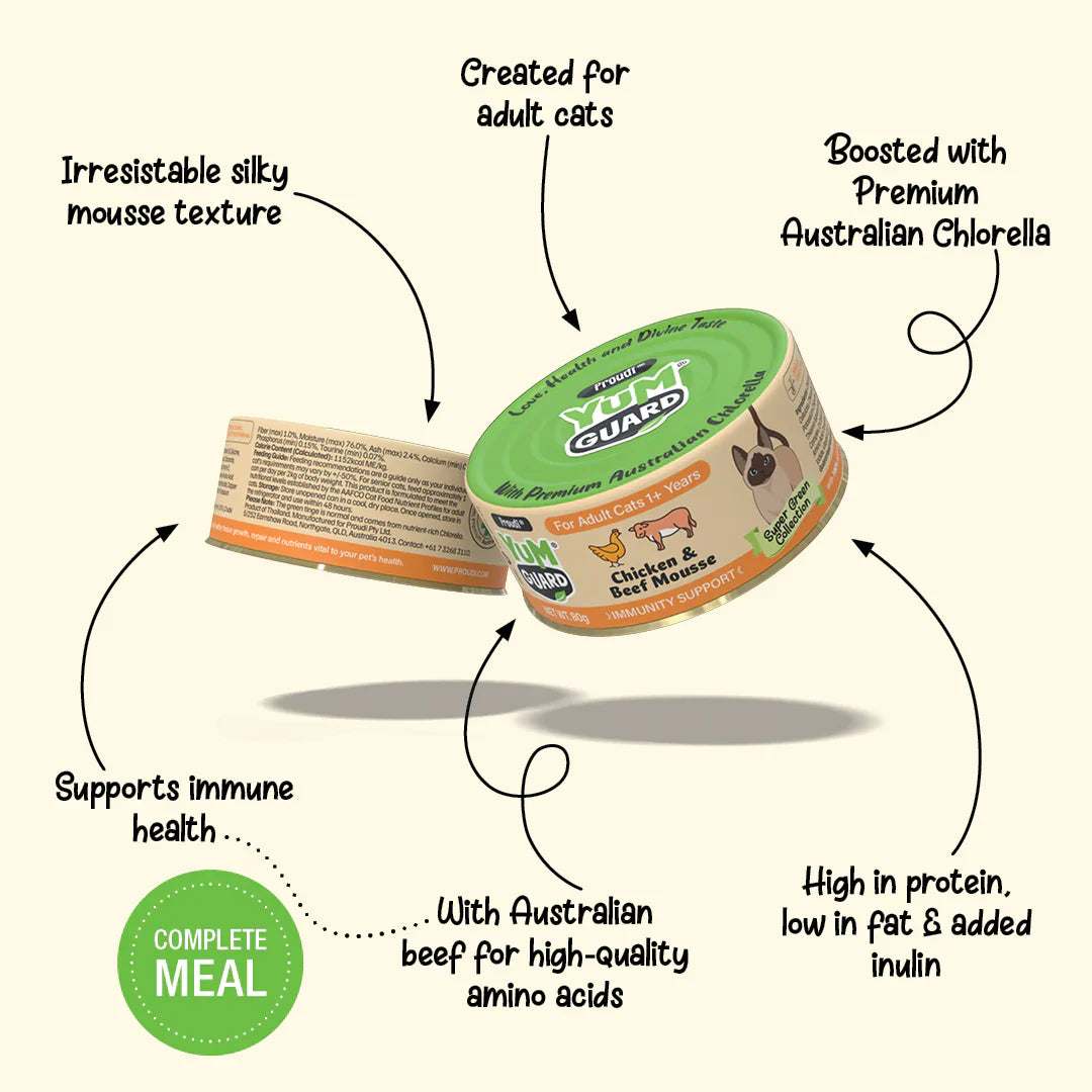 Yumguard Cat Wet Food - Immunity Support Chicken & Beef Mousse for Adult Cats