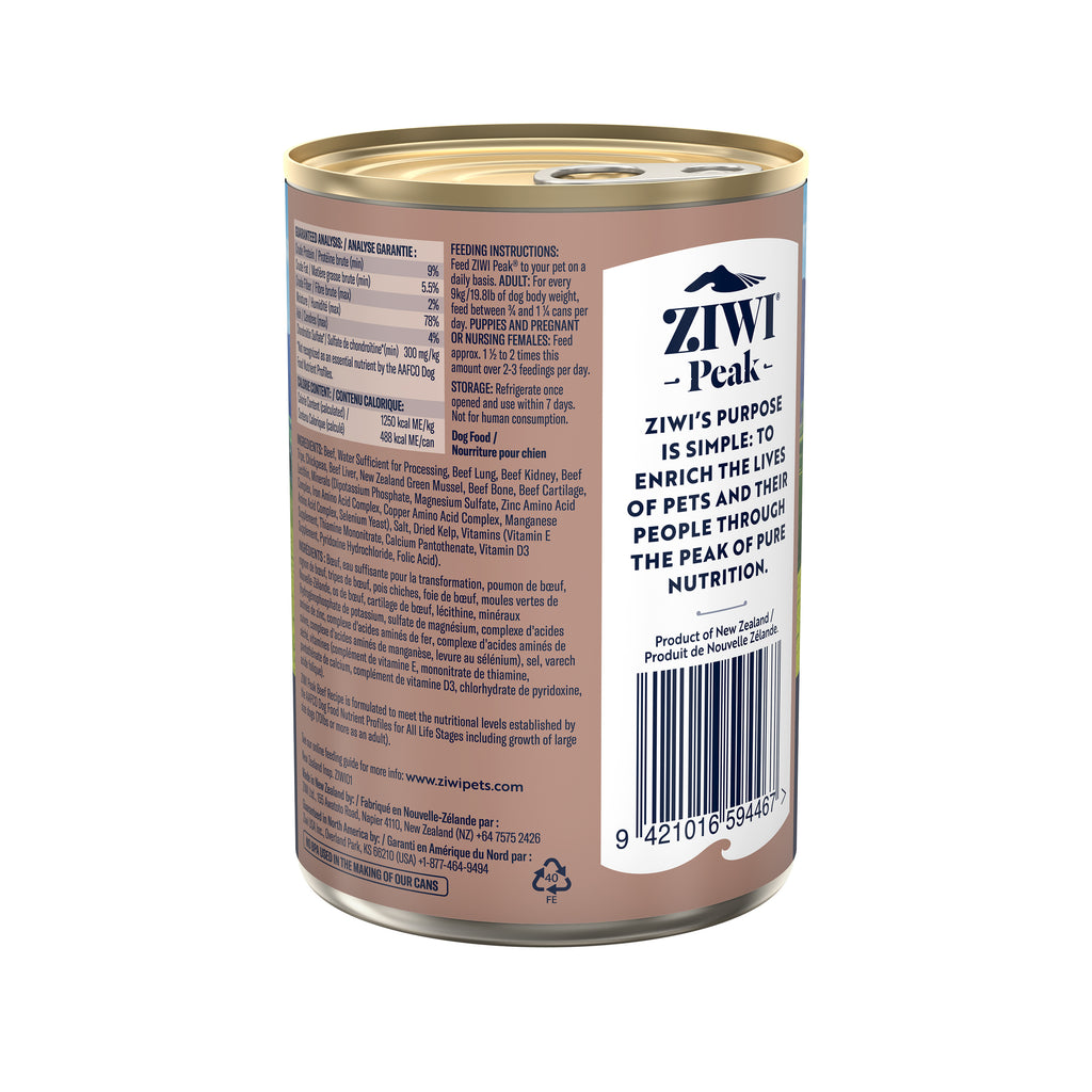 Ziwi Peak Wet Dog Food Cans 390g (Beef)
