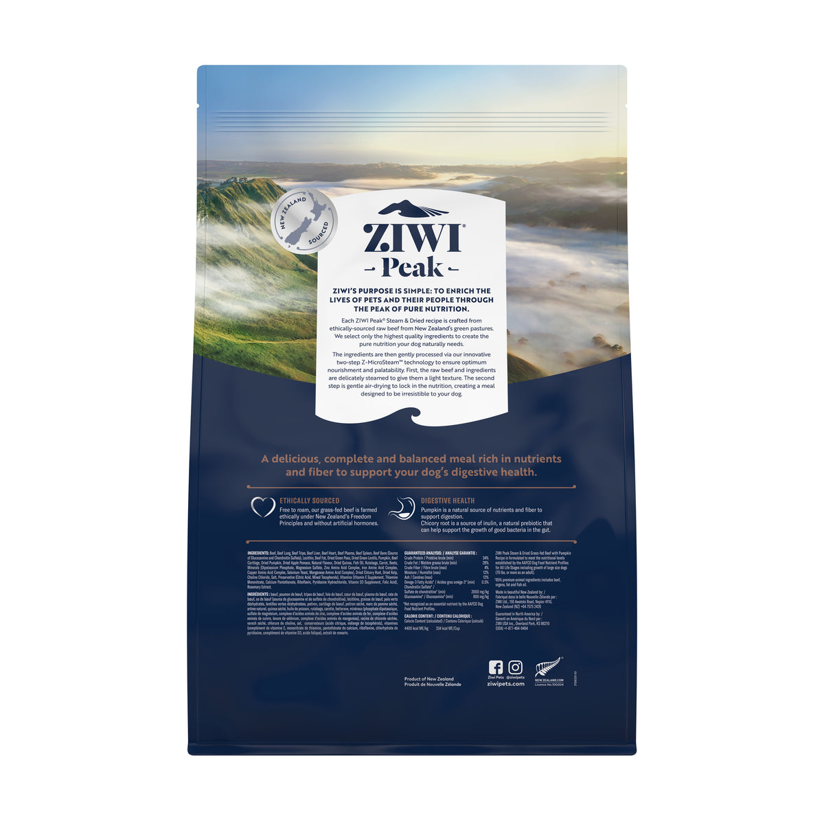 Ziwi Peak Steam Dried Dog Food Beef with Pumpkin