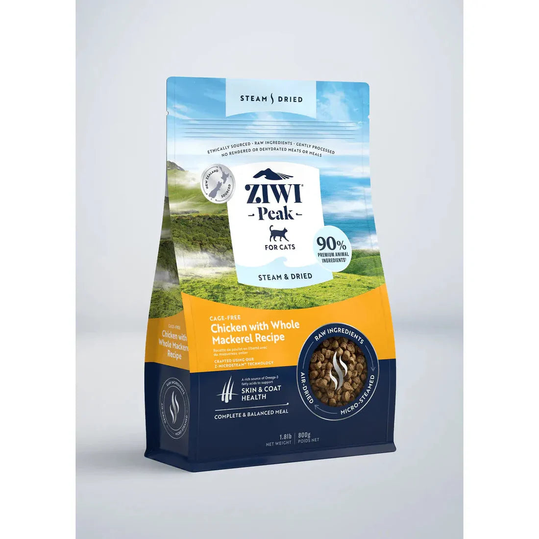 Ziwi Peak Steam Dried Dry Cat Food Chicken with Whole Mackerel Recipe