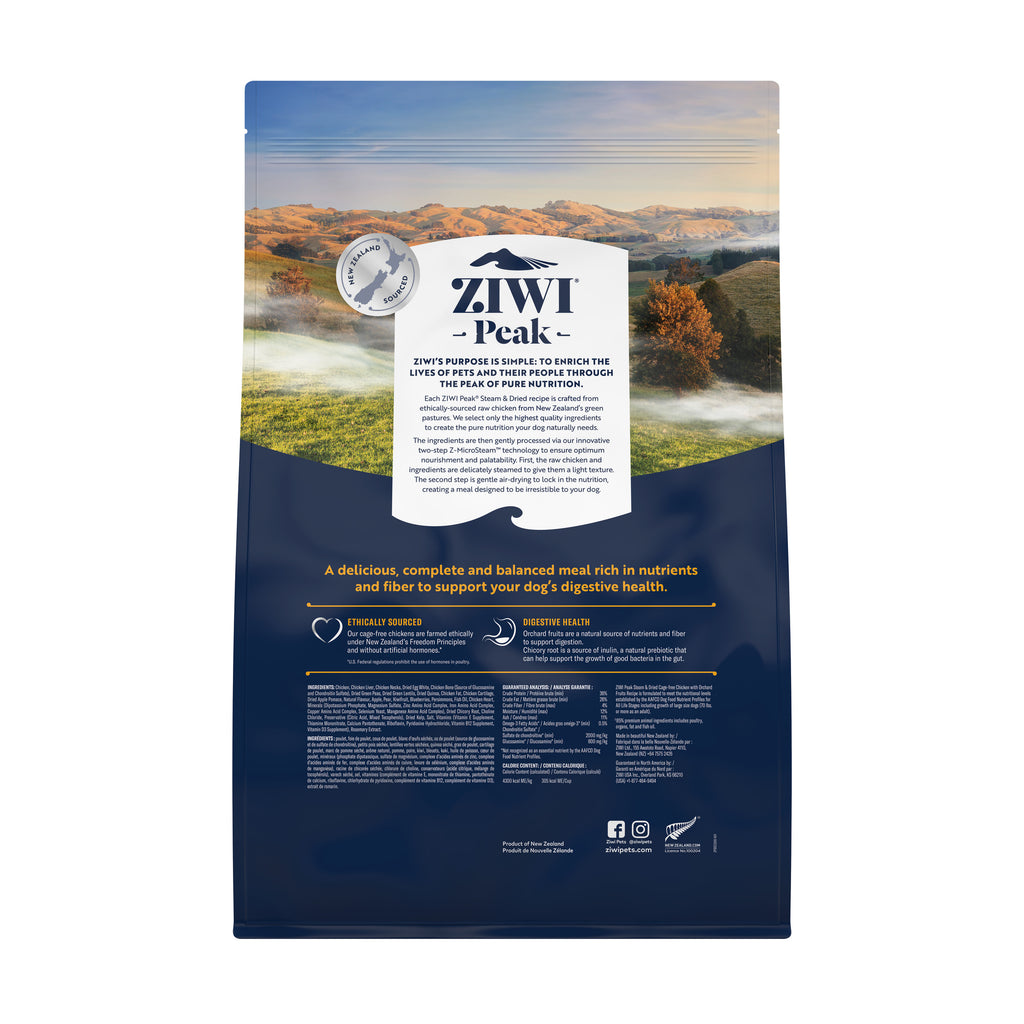 Ziwi Peak Steam Dried Dog Food Chicken with Orchard Fruits