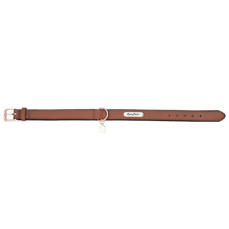 Zippypaws Leather Dog Collar - Brown Large