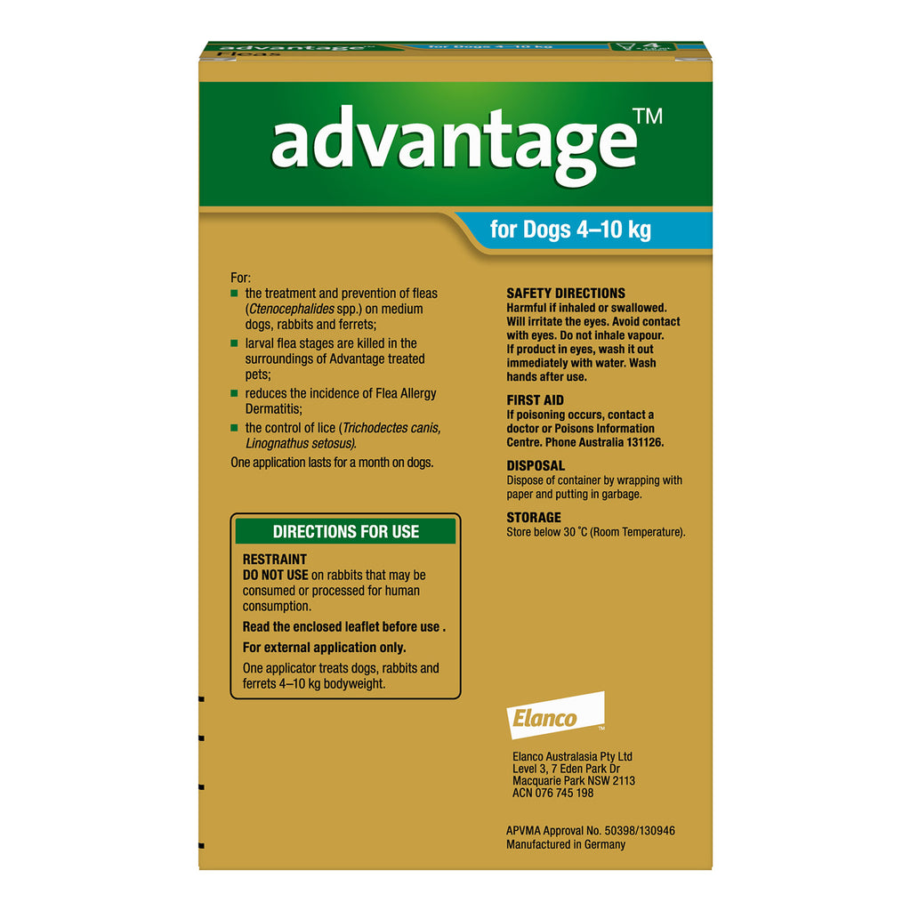 Advantage Spot-on Flea Treatment For Medium Dogs 4 To 10Kg 1pk