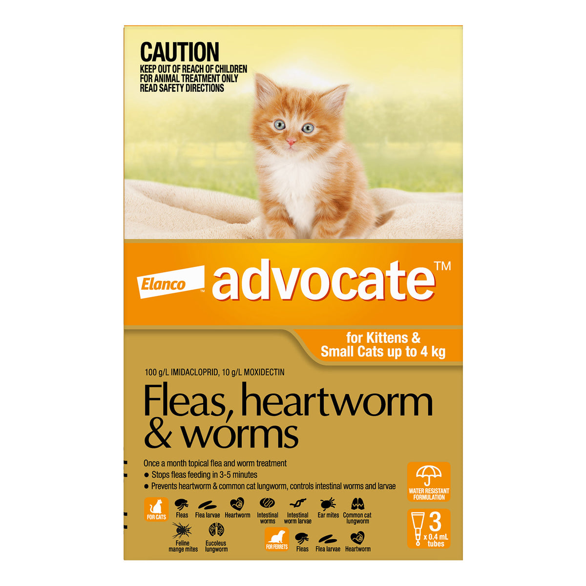Advocate Spot-on Flea and Worm Treatment for Kittens and Small Cats up to 4kg 3pk