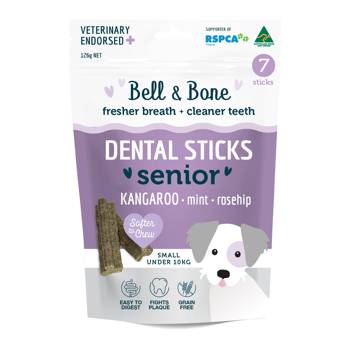 BELL & BONE SENIOR DENTAL STICKS ROO MINT ROSEHIP SM