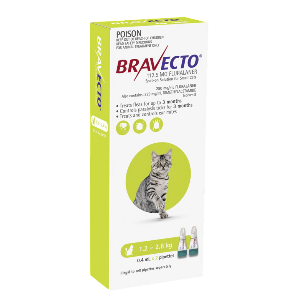Bravecto Spot-On for Cats 1.2-2.8kg 1pk (2 pipettes)