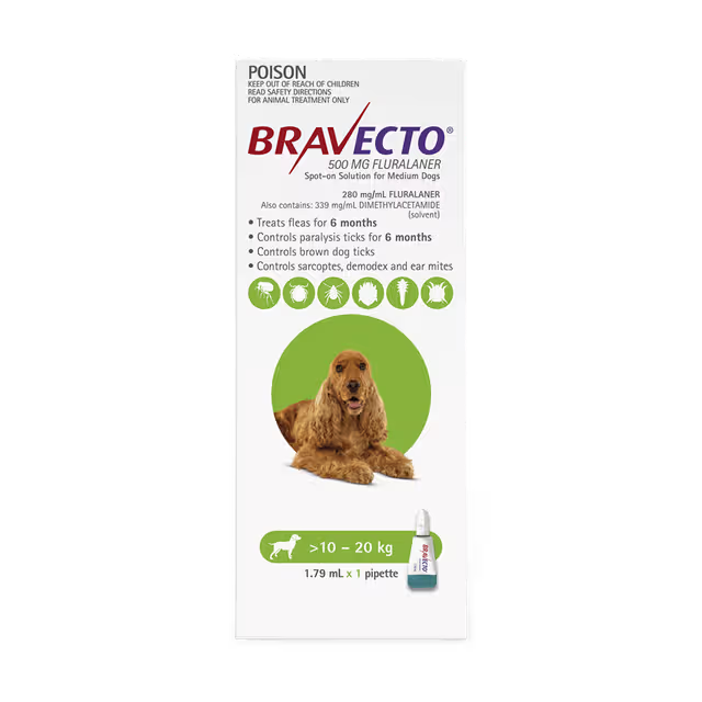 Bravecto Spot-On for Medium Dogs 10-20kg 1pk