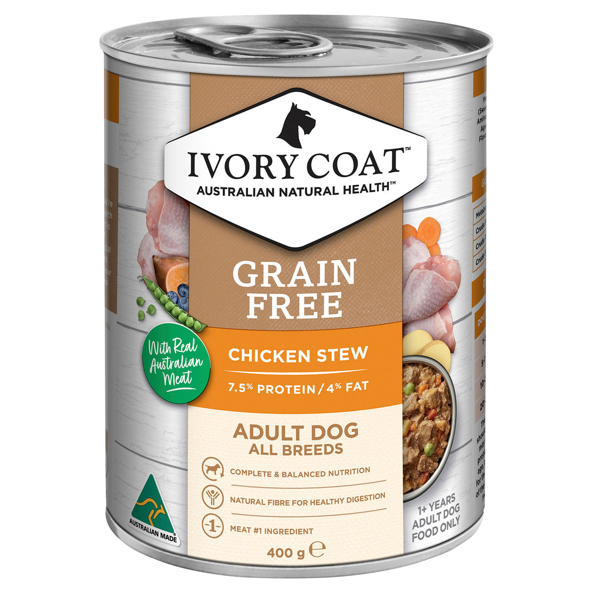 Ivory Coat Grain Free Chicken Stew Adult Canned Wet Dog Food 400g