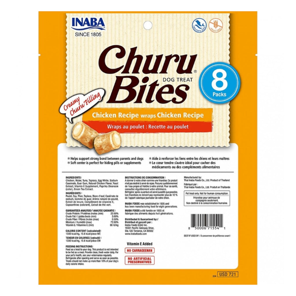INABA DOG CHURU BITES CHICKEN WRAPS 96G 6PK
