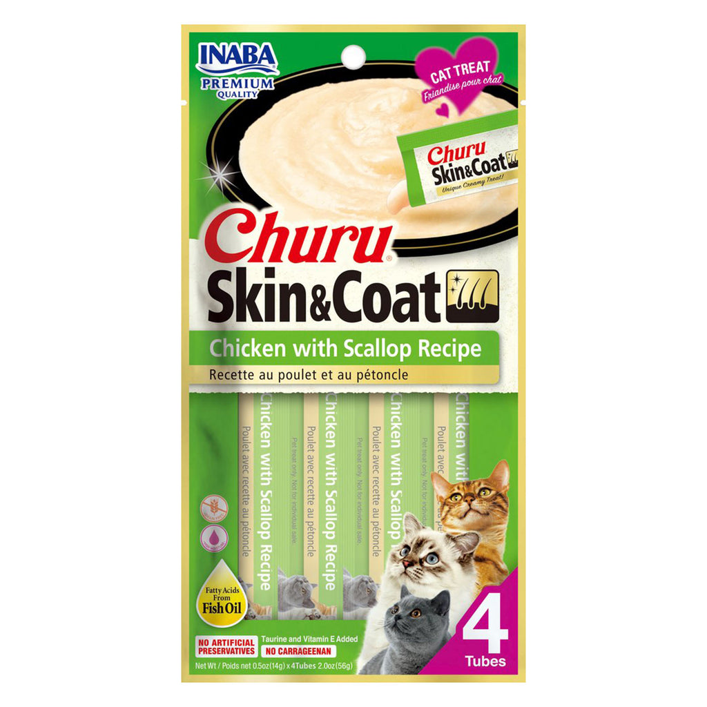 Inaba Churu Cats Treats Skin & Coat Chicken with Scallop Recipe (4pcs/pack)