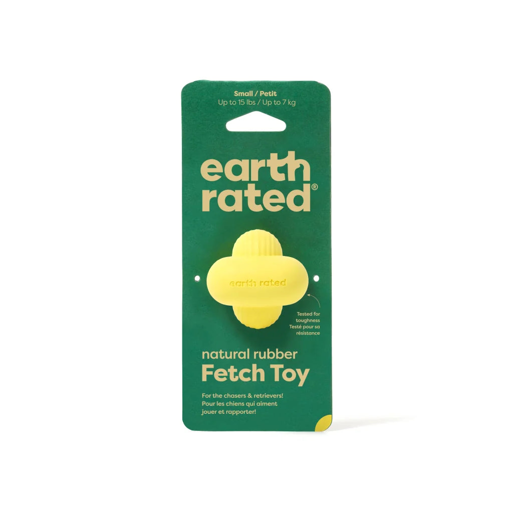 Earth Rated yellow natural rubber fetch ball, small