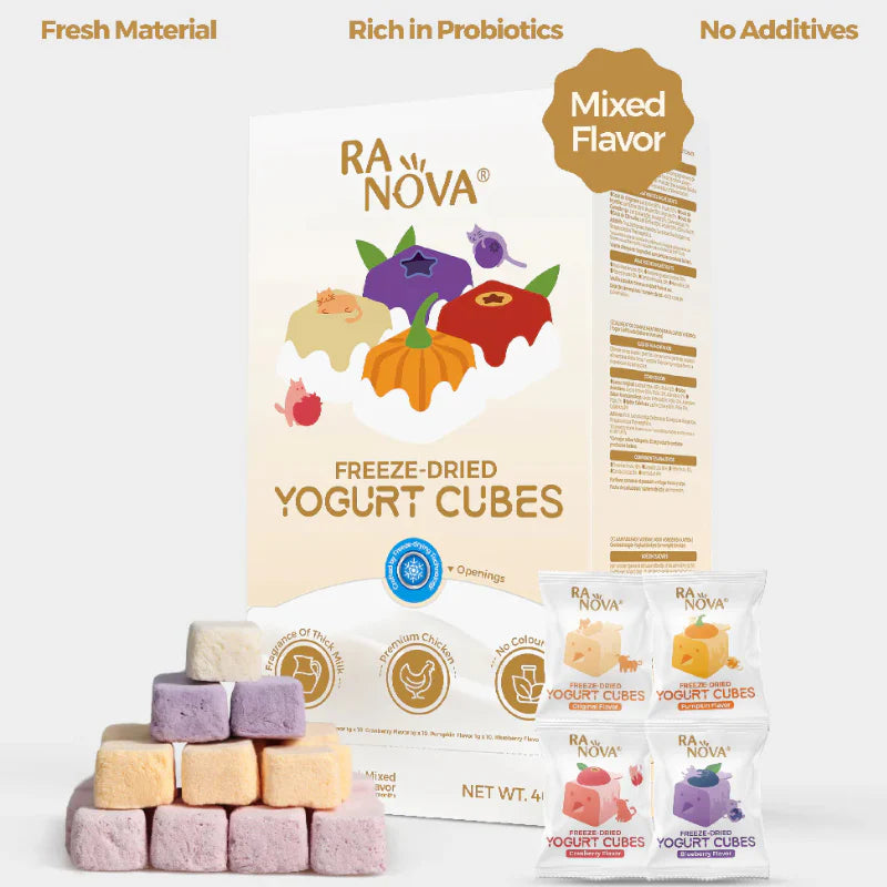 RANOVA Dog and Cat Treats Freeze Dried Yogurt Cubes Mix Flavour 40g
